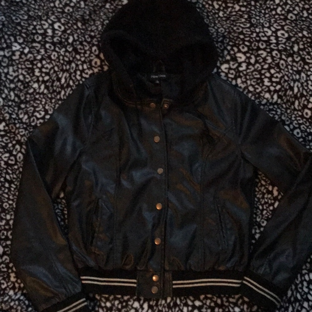 Black leather youth jacket